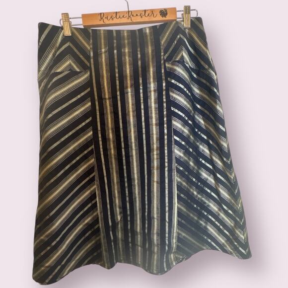 Ann Taylor LOFT Navy & Metallic A-Line Skirt Size 12 Lightweight Summer Chic - Picture 1 of 8